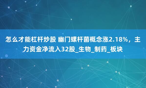 怎么才能杠杆炒股 幽门螺杆菌概念涨2.18%，主力资金净流入32股_生物_制药_板块