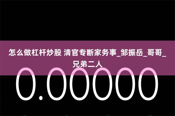 怎么做杠杆炒股 清官专断家务事_邹振岳_哥哥_兄弟二人