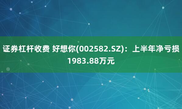 证券杠杆收费 好想你(002582.SZ)：上半年净亏损1983.88万元