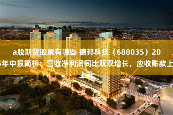 a股期货股票有哪些 德邦科技（688035）2025年中报简析：营收净利润同比双双增长，应收账款上升